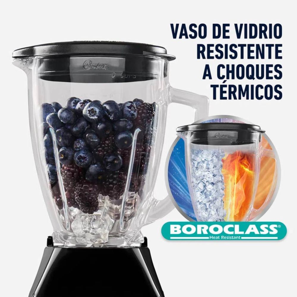 Licuadora Oster 550W BLSTKAG BPB 053 | Vaso de Vidrio 1.5L, 2 Velocidades + Pulsador, Acople Metálico