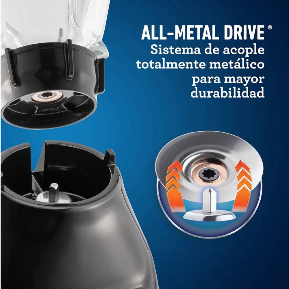 Licuadora Oster 550W BLSTKAG BPB 053 | Vaso de Vidrio 1.5L, 2 Velocidades + Pulsador, Acople Metálico