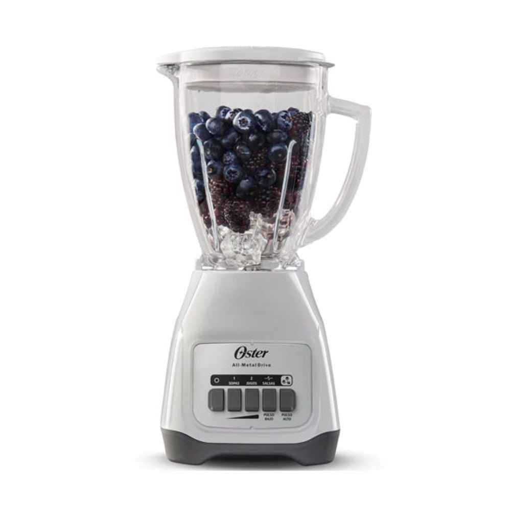 Licuadora Oster Blanca 550W BLSTKAG WPB 053 | Vaso de Vidrio 1.5L, Cuchilla Trituradora, 2 Velocidades + Pulso - Market LaoHu